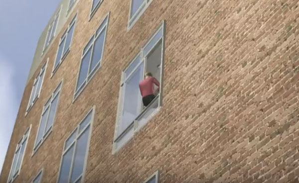 woman jumps off building